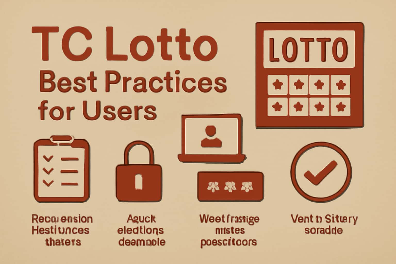 An educational scene illustrating best practices for TC Lotto users with highlighted text.