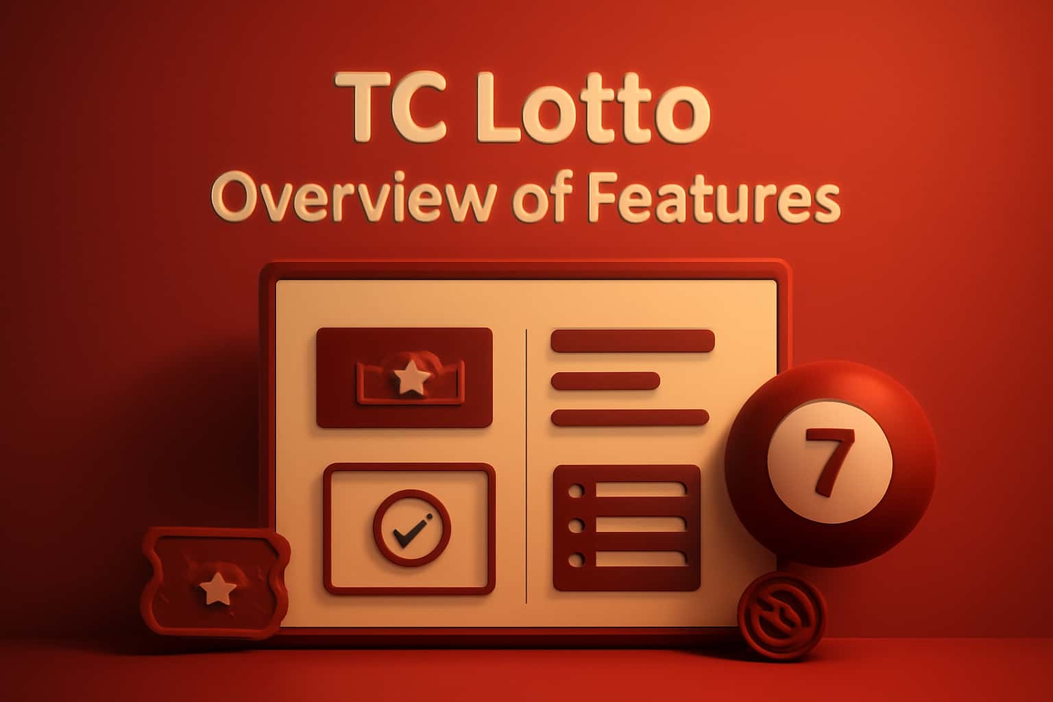 Informational scene depicting Overview of TC Lotto Features with prominent text.