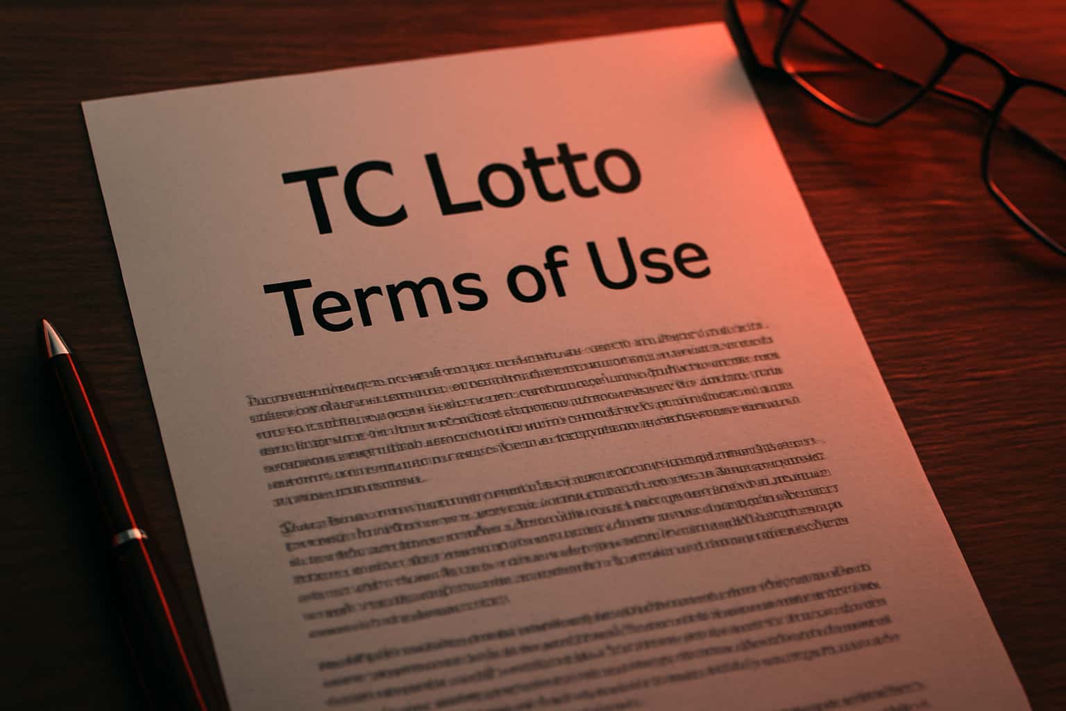 An informative scene showcasing TC Lotto Terms of Use with a futuristic style.