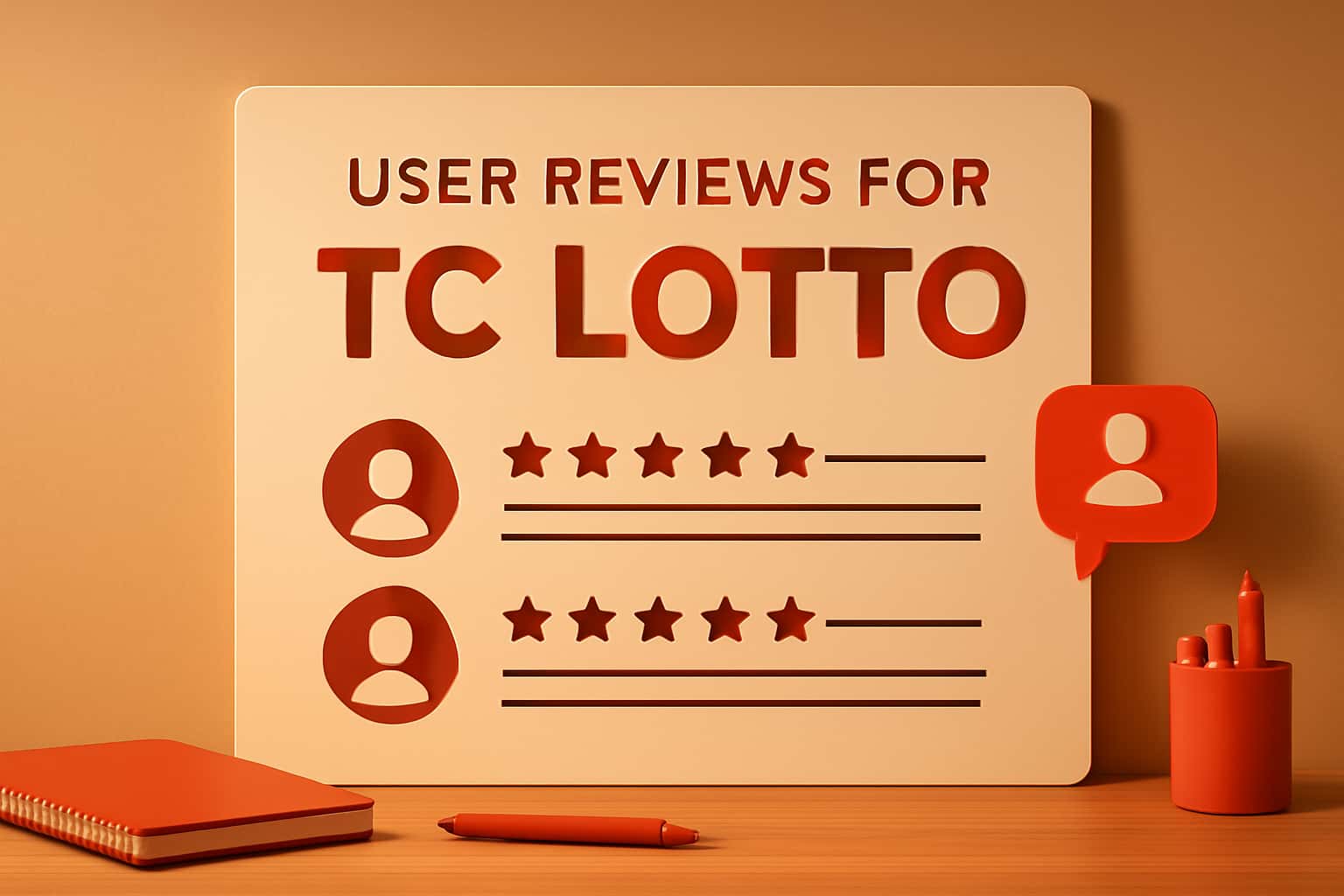 An informational scene depicting user reviews for TC Lotto.